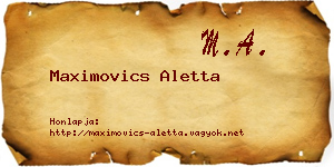 Maximovics Aletta névjegykártya